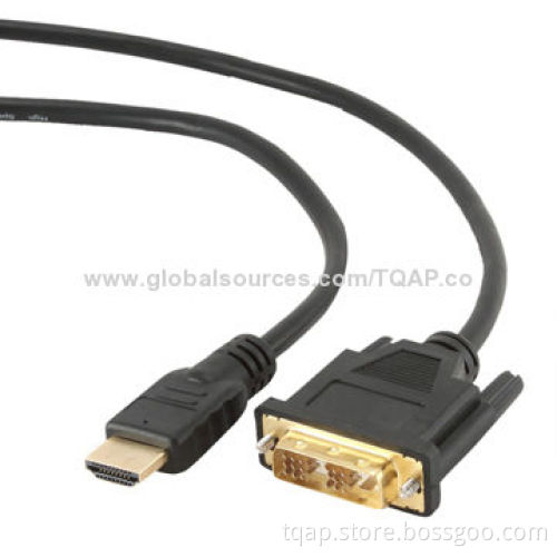 HDMI to DVI 18+1-pin single-link male-male black cable with gold-plated connectors, 7.5m length